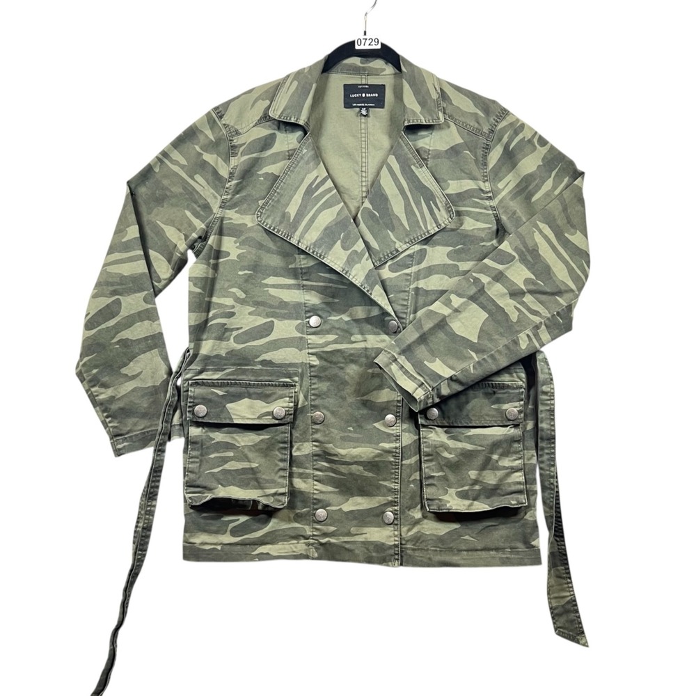 Lucky‎ Brand Jacket Women's S Camo Button Field Utility Military Army Grunge
